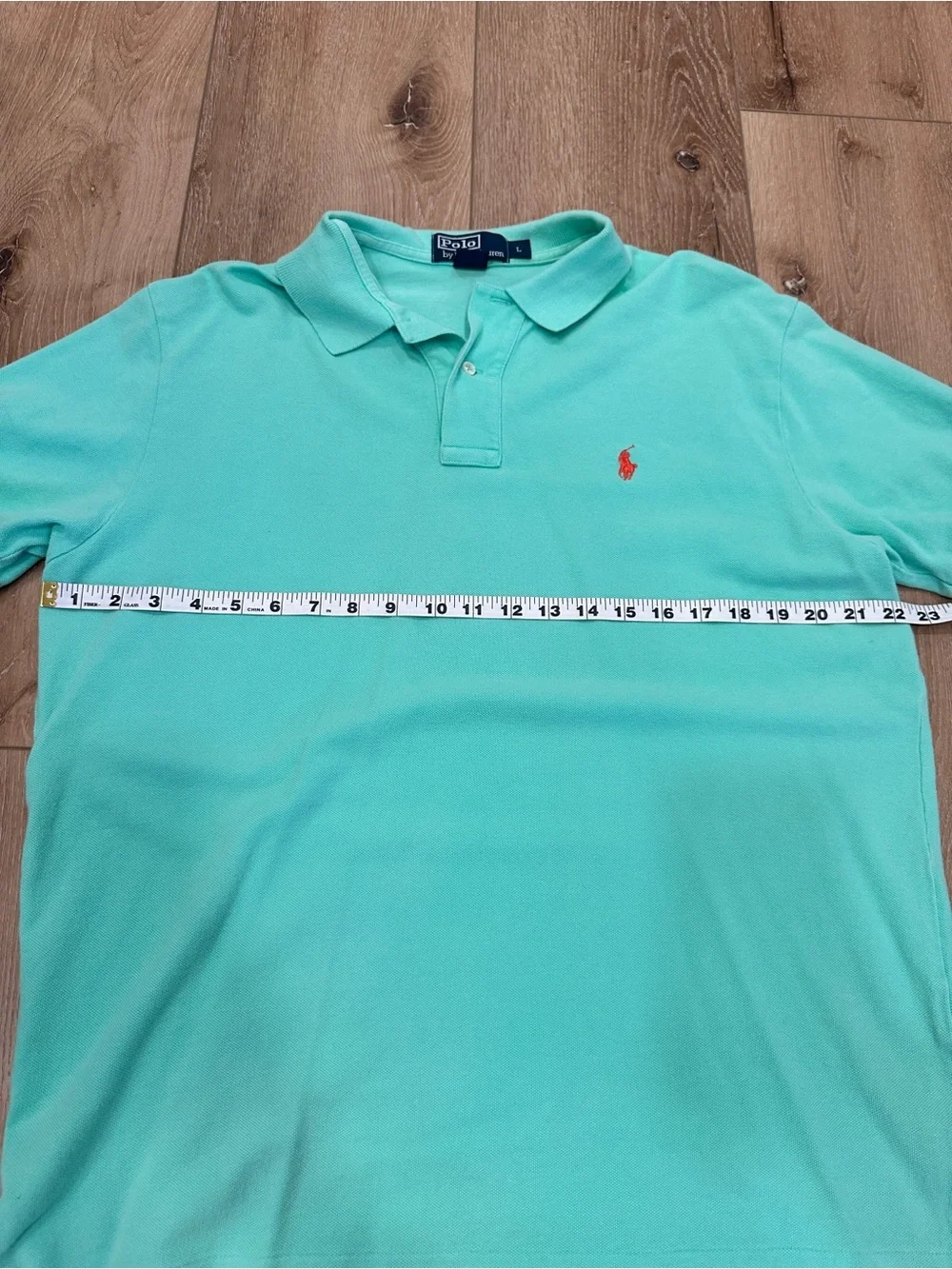 Polo Ralph Lauren Sea Foam Green Polo Shirt Men's Size L Orange Pony Logo